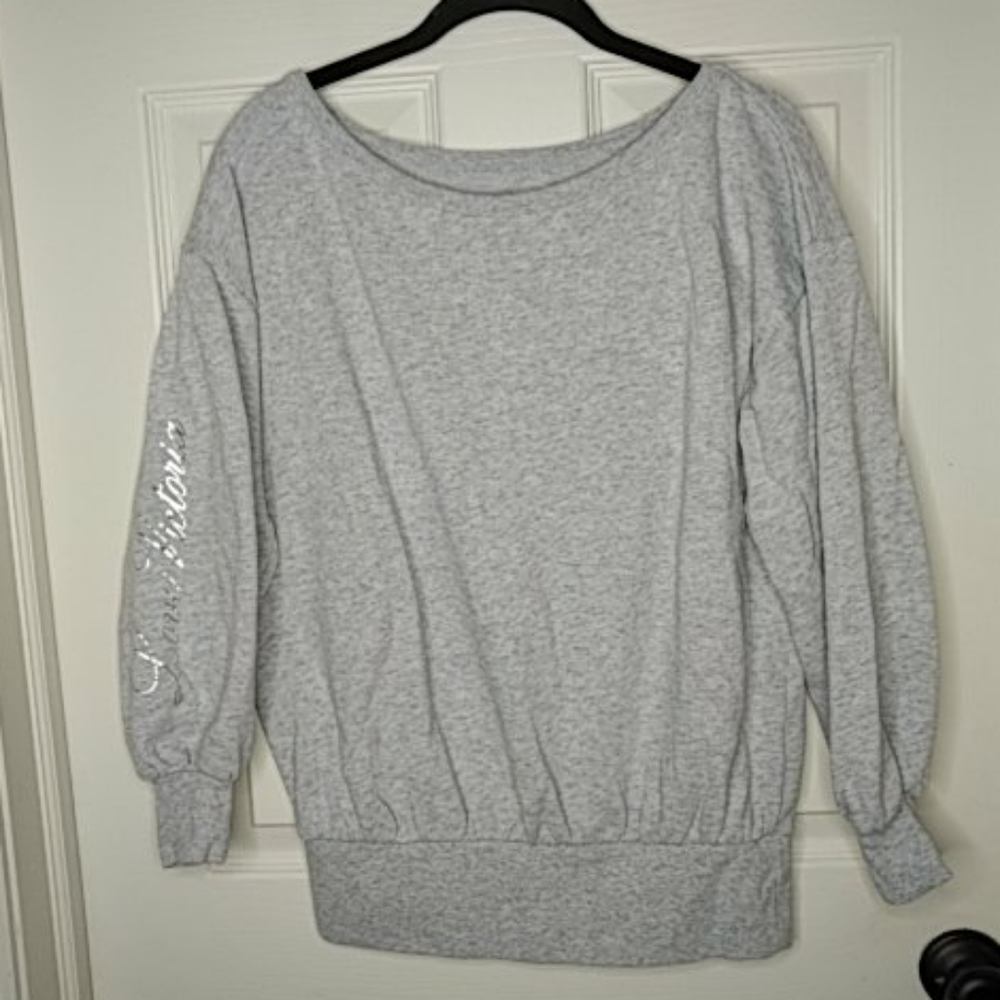 Victoria Secret Puff Sleeve Banded Waist Sweatshirt Top "Love Victoria" …